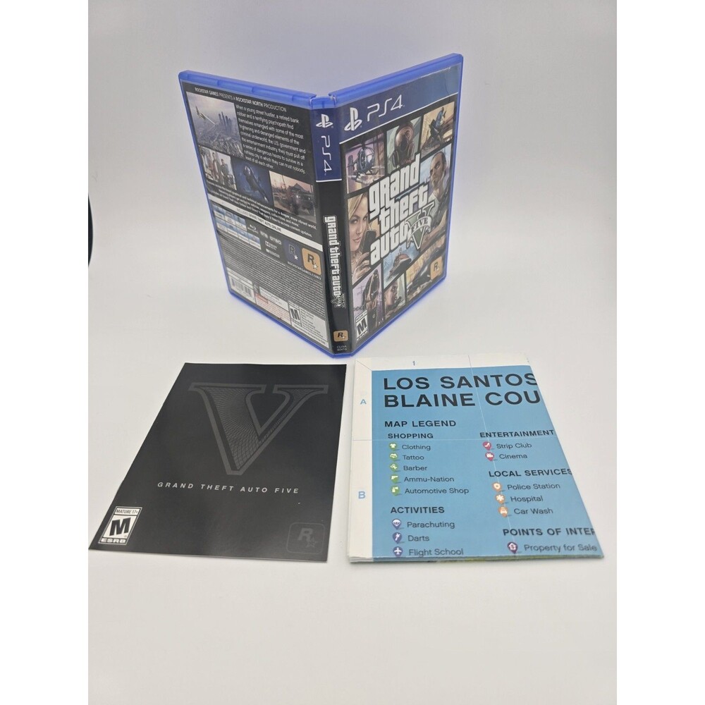Grand Theft Auto V PS4 PlayStation 4 CASE MAP & MANUAL ONLY **NO GAME DISC**